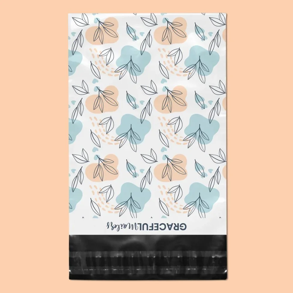 Faithful Floral 10x13 Custom Poly Mailer Envelopes Graceful Spring Leaves